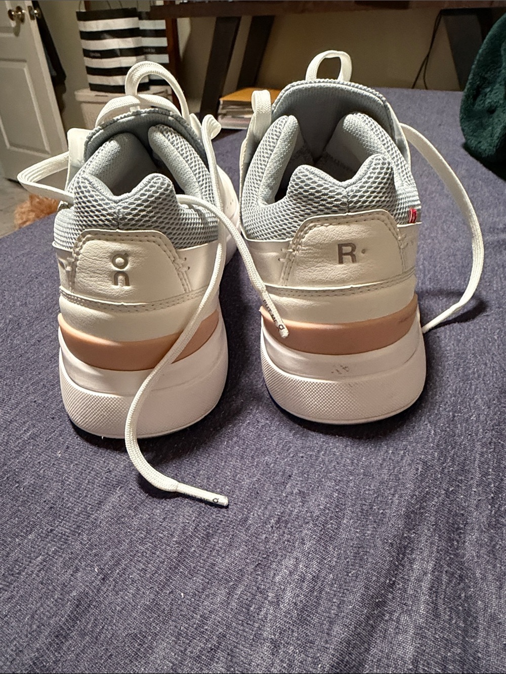 On Running White and Light Pink Women's Sneakers
